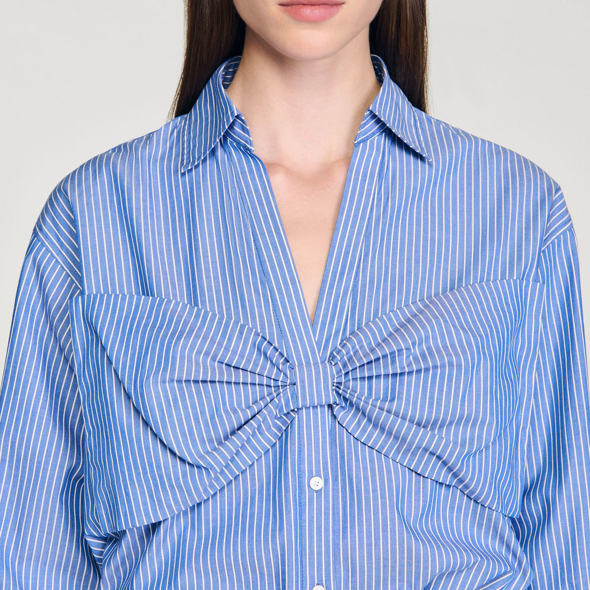 Sandro Oversized bow shirt Blu / White