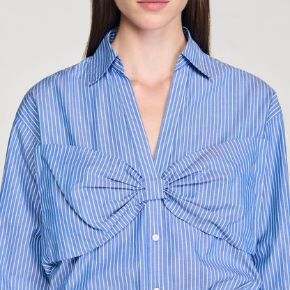Sandro Oversized bow shirt Blu / White