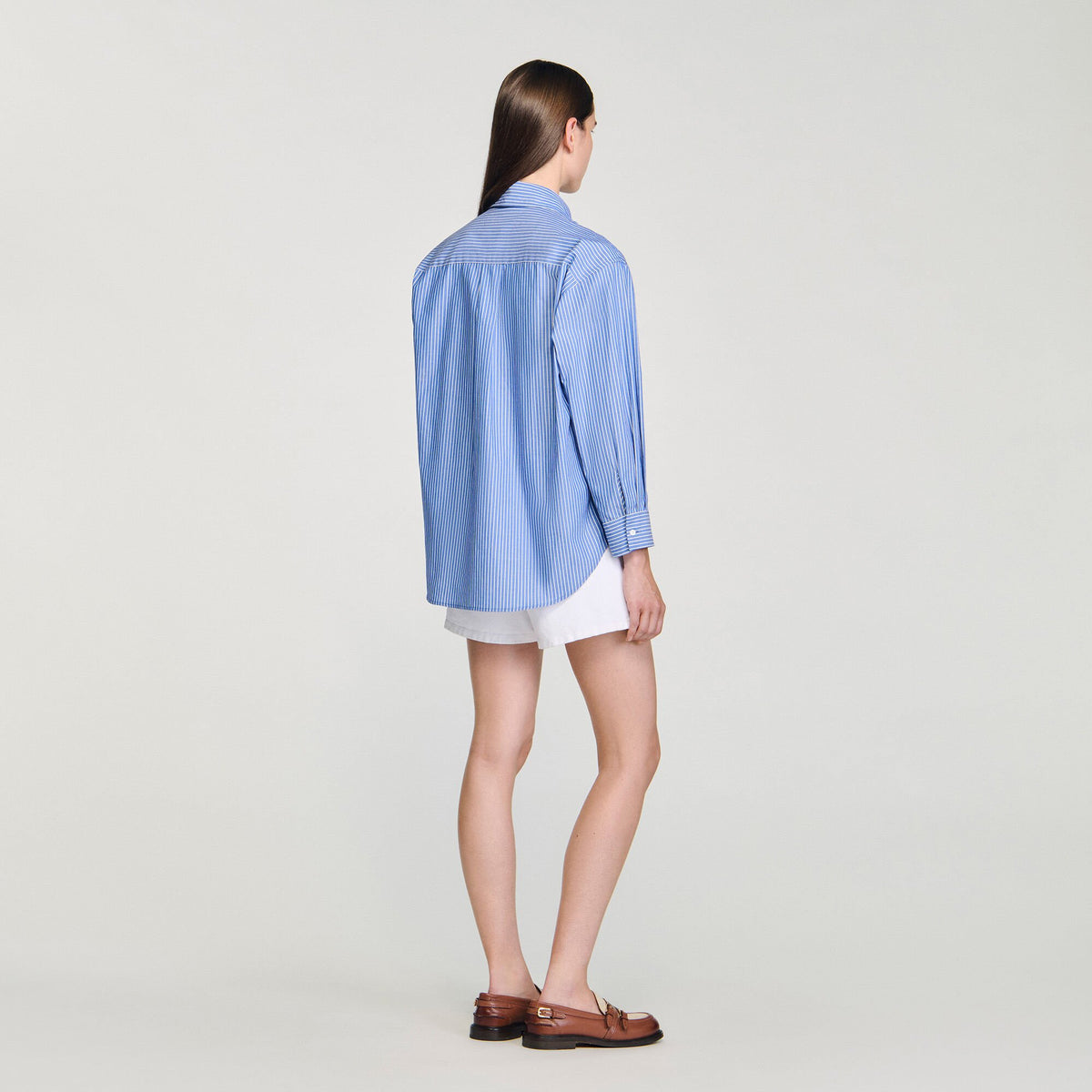 Sandro Oversized bow shirt Blu / White