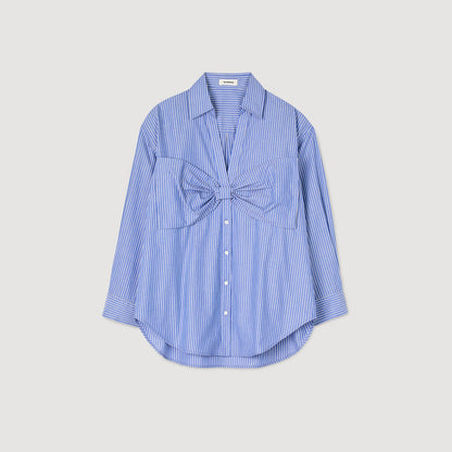 Sandro Oversized bow shirt Blu / White