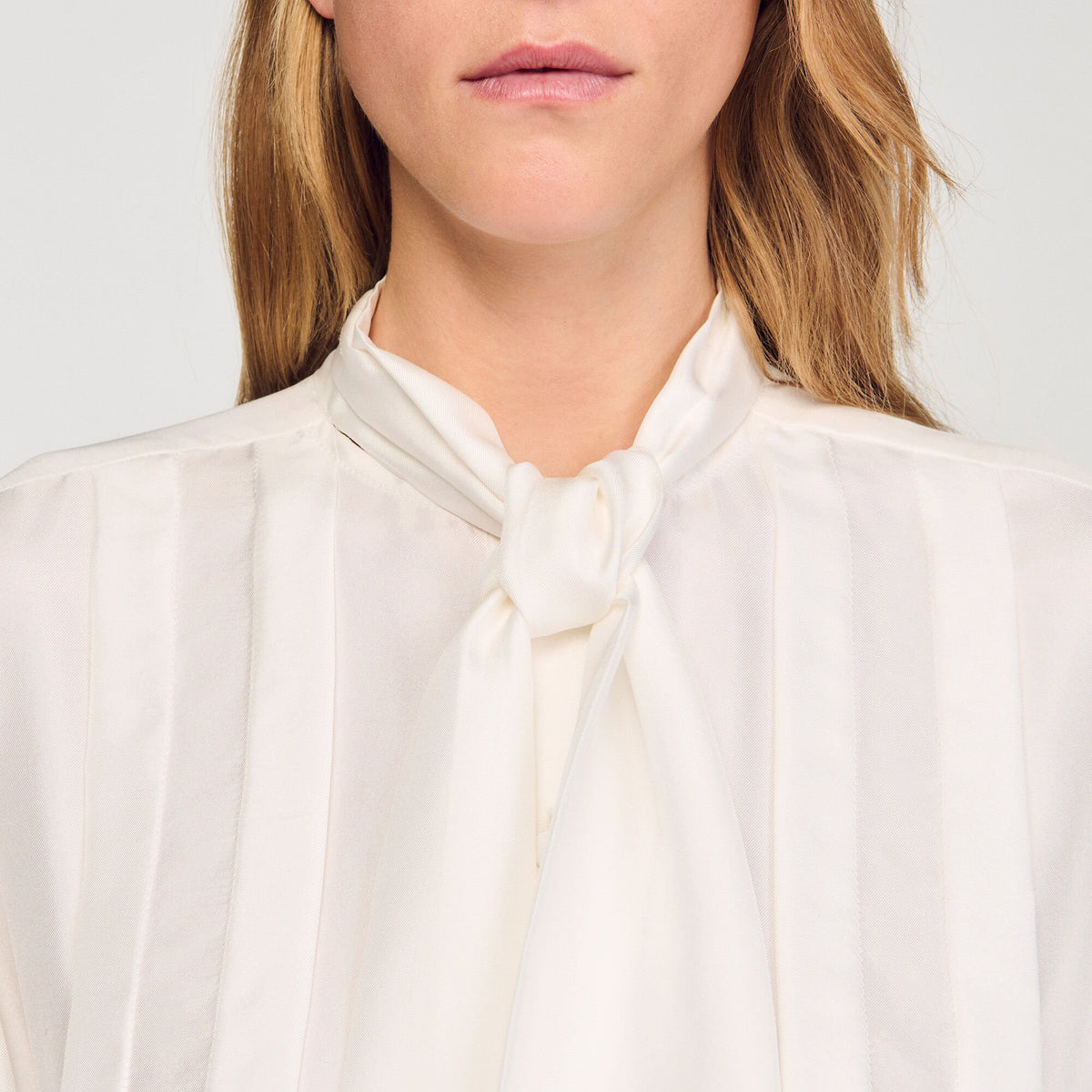 Sandro Silk lavallière shirt Ecru