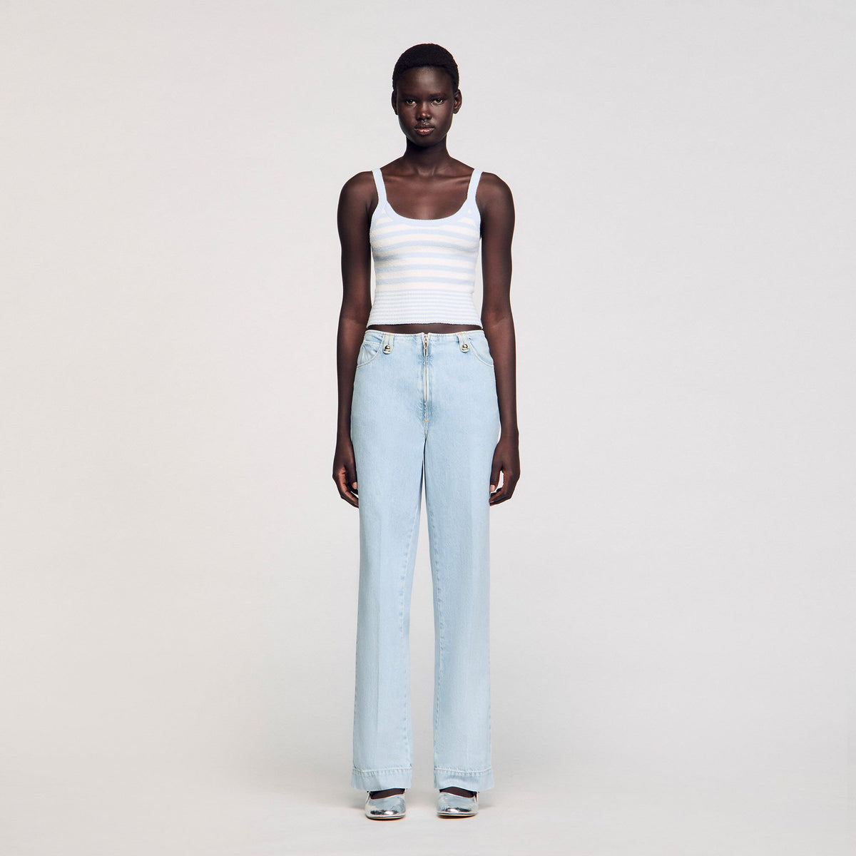 Sandro Faded wide-leg jeans Blue Jean