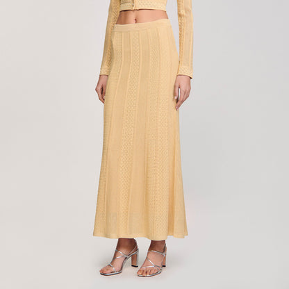 Sandro Pointelle knit maxi skirt Gold