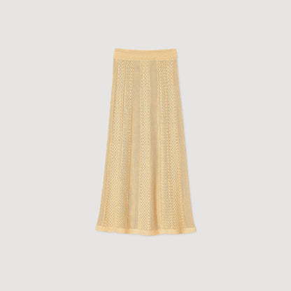 Sandro Pointelle knit maxi skirt Gold