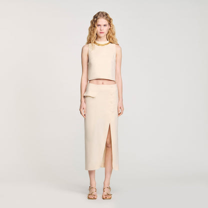 Sandro Maxi slit skirt Ecru