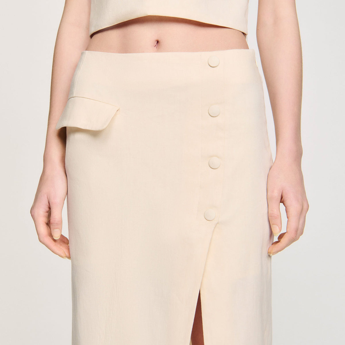 Sandro Maxi slit skirt Ecru