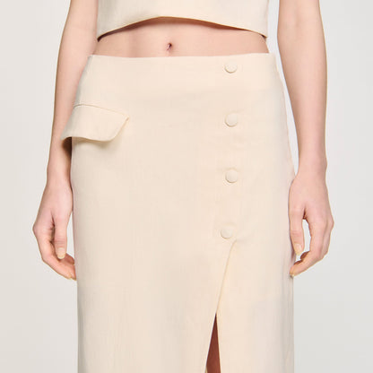 Sandro Maxi slit skirt Ecru