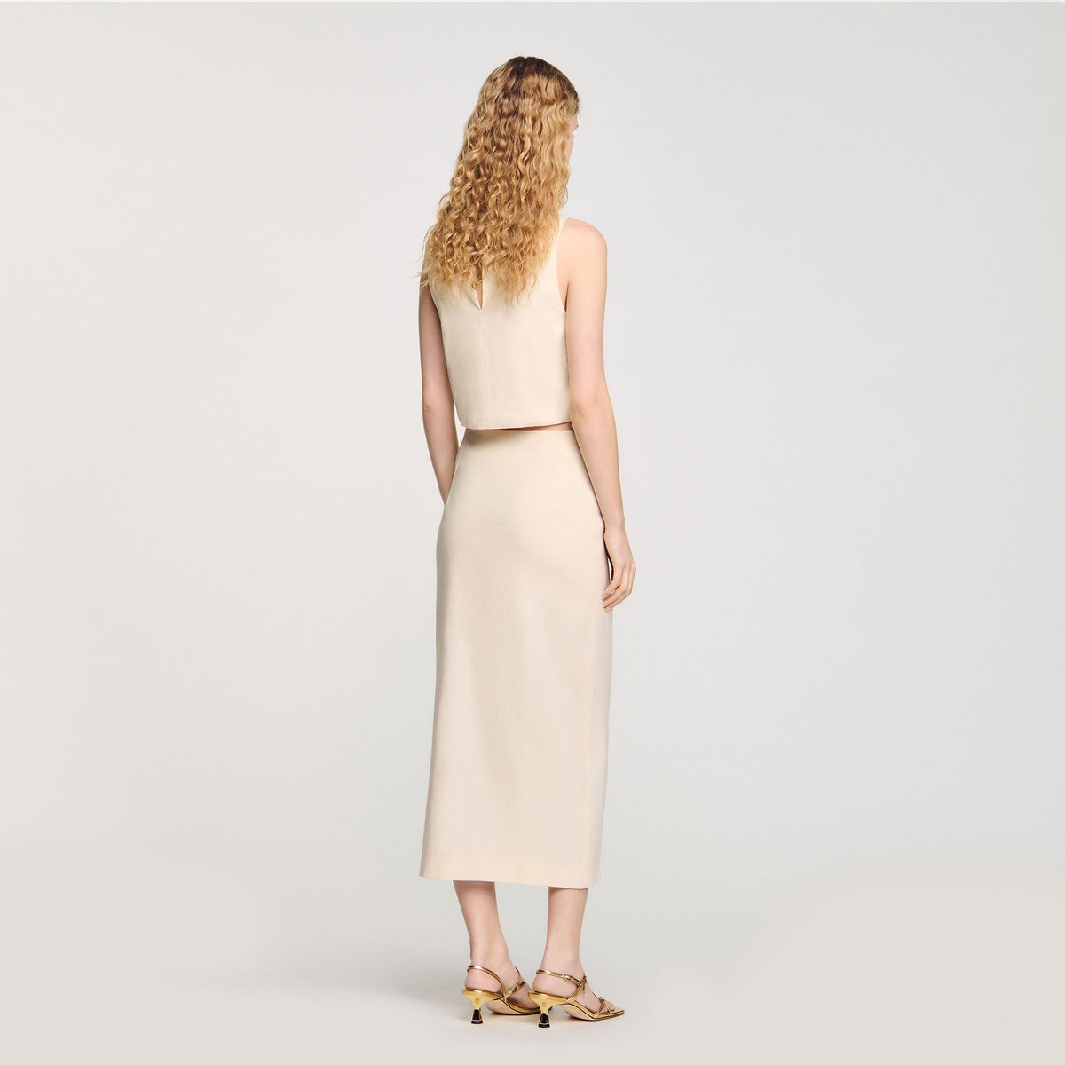 Sandro Maxi slit skirt Ecru