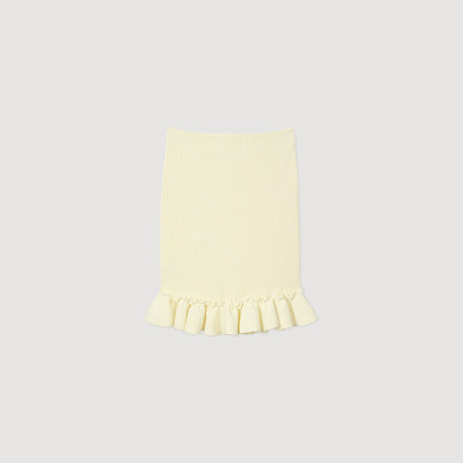 Sandro Knitted skirt with ruffle Light Yellow