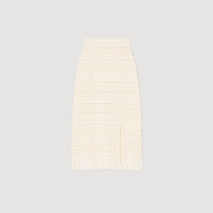 Sandro Maxi skirt with crochet detailing Ecru