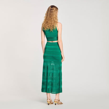 Sandro Maxi decorative knit skirt Emeuraude Green