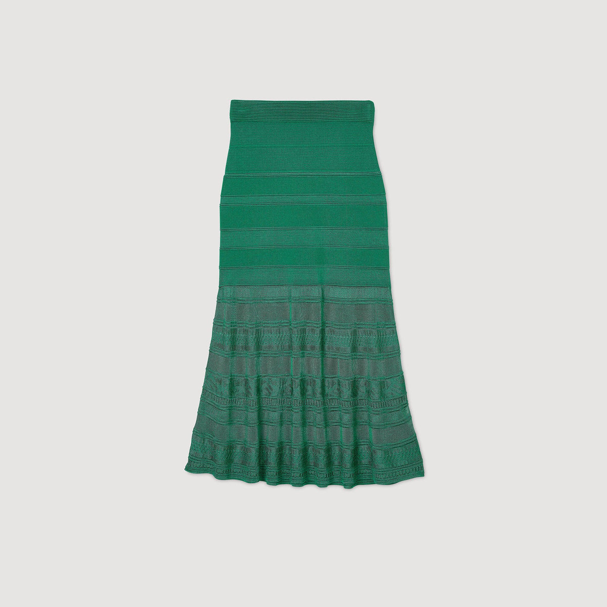 Sandro Maxi decorative knit skirt Emeuraude Green