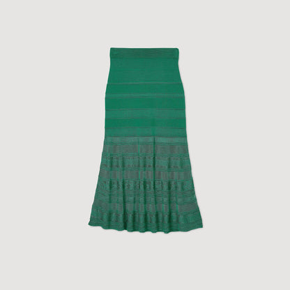 Sandro Maxi decorative knit skirt Emeuraude Green