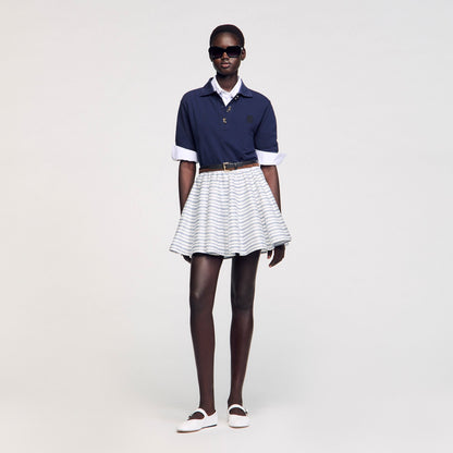 Sandro Spiral print skater skirt Blu / White