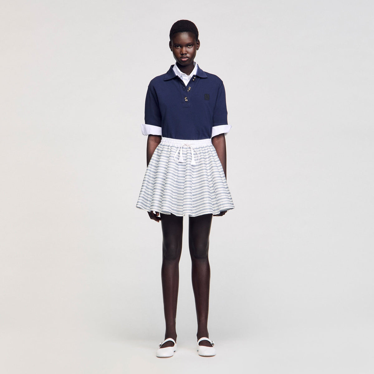 Sandro Spiral print skater skirt Blu / White