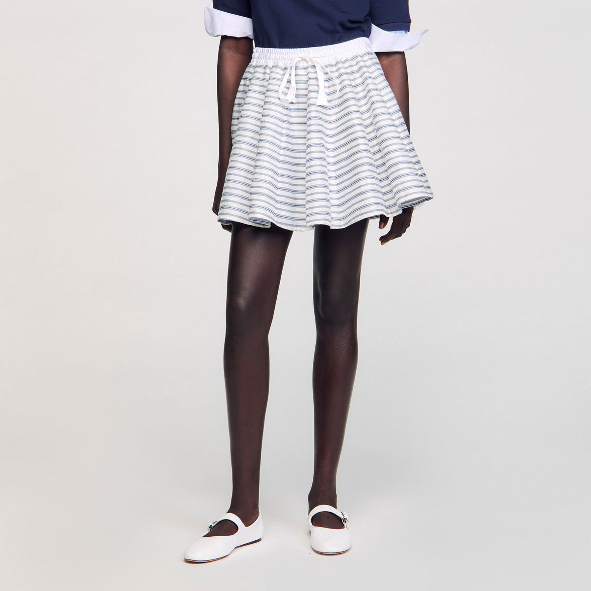 Sandro Spiral print skater skirt Blu / White