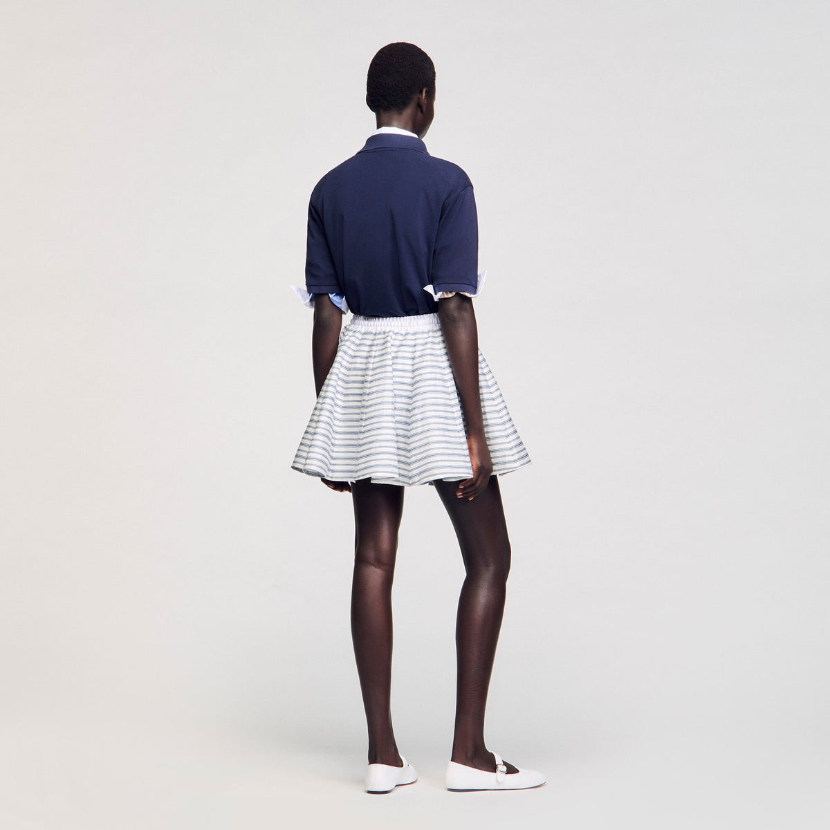 Sandro Spiral print skater skirt Blu / White