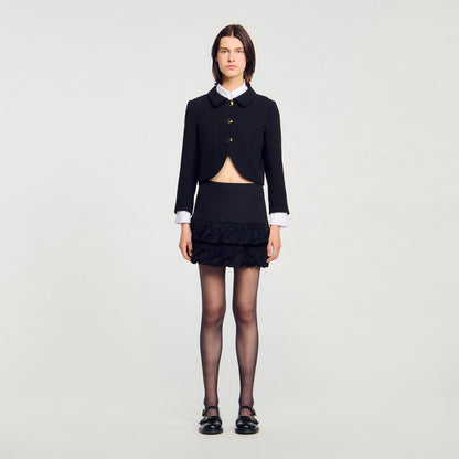 Sandro Mini ruffled skirt Black