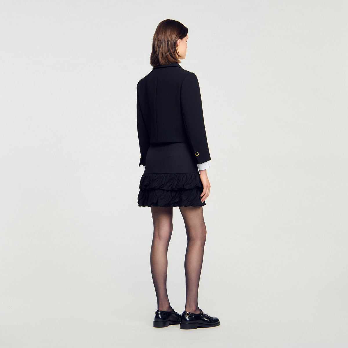 Sandro Mini ruffled skirt Black