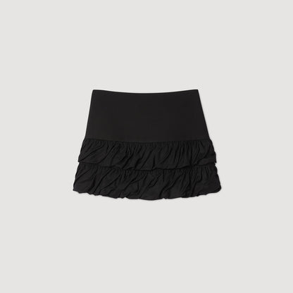 Sandro Mini ruffled skirt Black