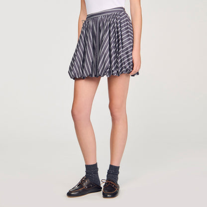 Sandro Striped rhinestone bubble skirt Grey