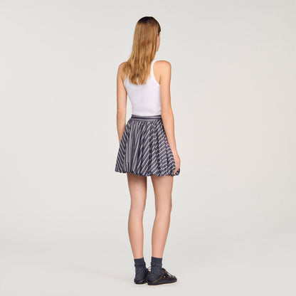 Sandro Striped rhinestone bubble skirt Grey