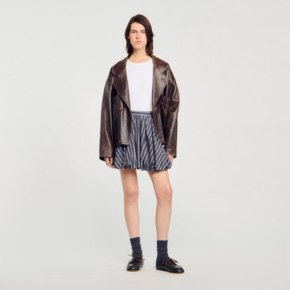 Sandro Striped rhinestone bubble skirt Grey