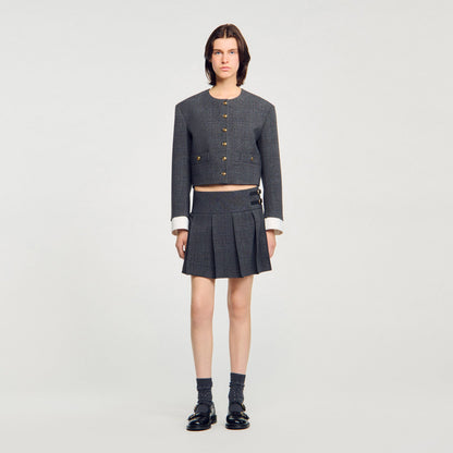 Sandro Mini rhinestone suit skirt Grey / Brown