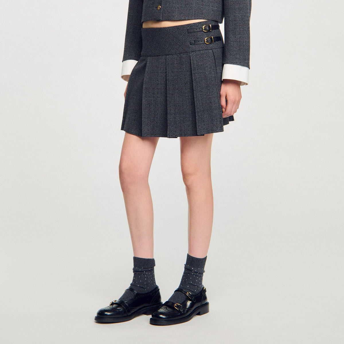 Sandro Mini rhinestone suit skirt Grey / Brown