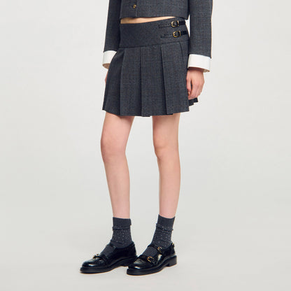 Sandro Mini rhinestone suit skirt Grey / Brown