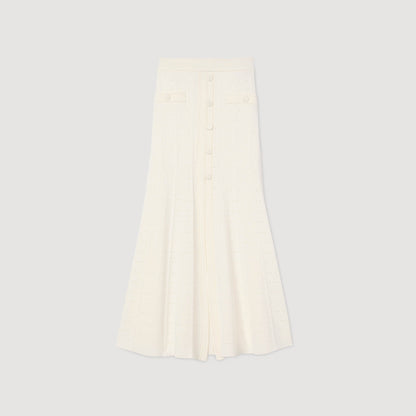 Sandro Pointelle knit midi skirt Ecru