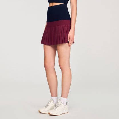 Sandro Mini two-tone pleated skirt Navy Blue