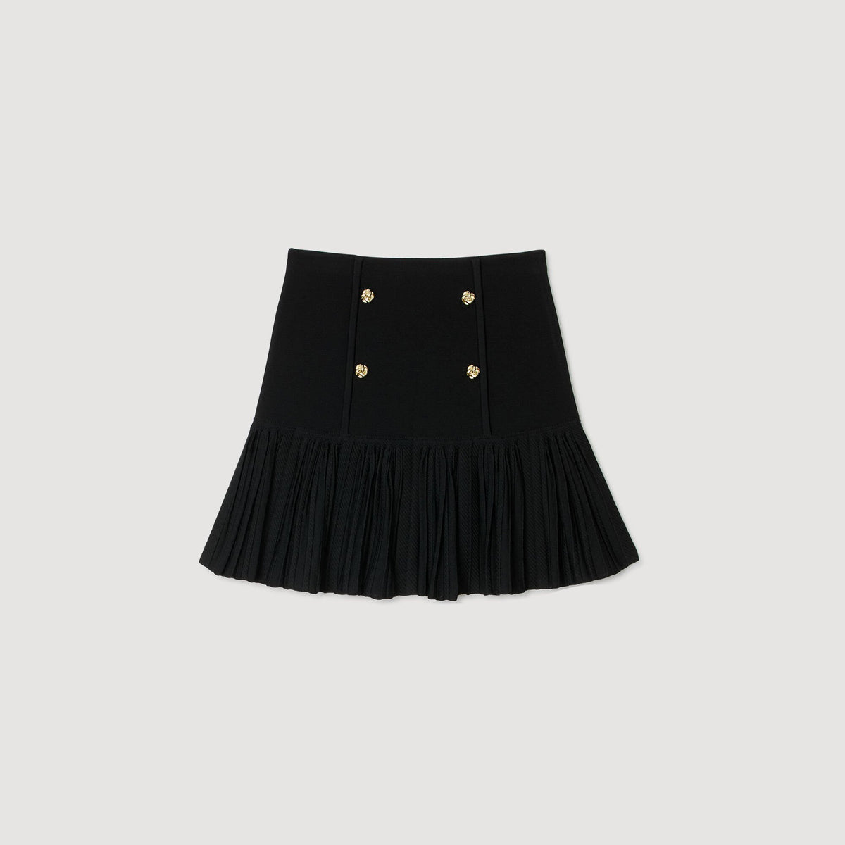 Sandro Mini pleated knit skirt Black