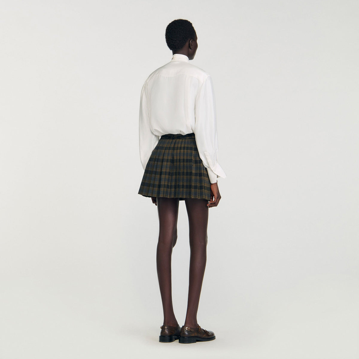 Sandro Mini checked pleated skirt Ocher / Blue