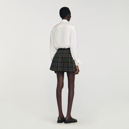 Sandro Mini checked pleated skirt Ocher / Blue