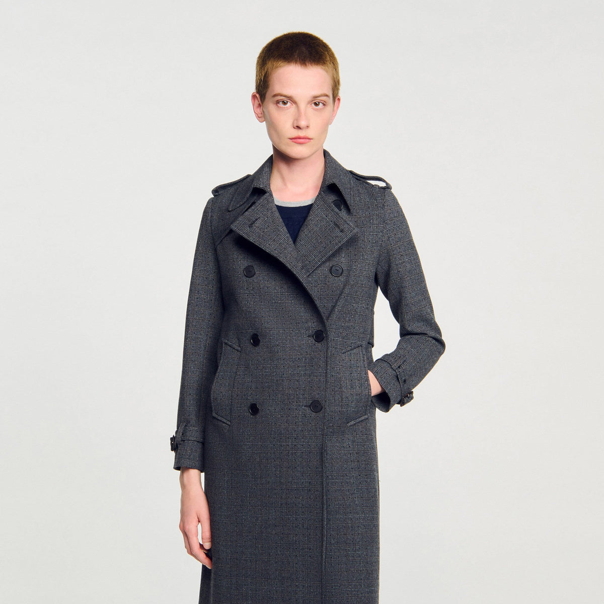 Sandro Rhinestone trench coat Grey / Brown