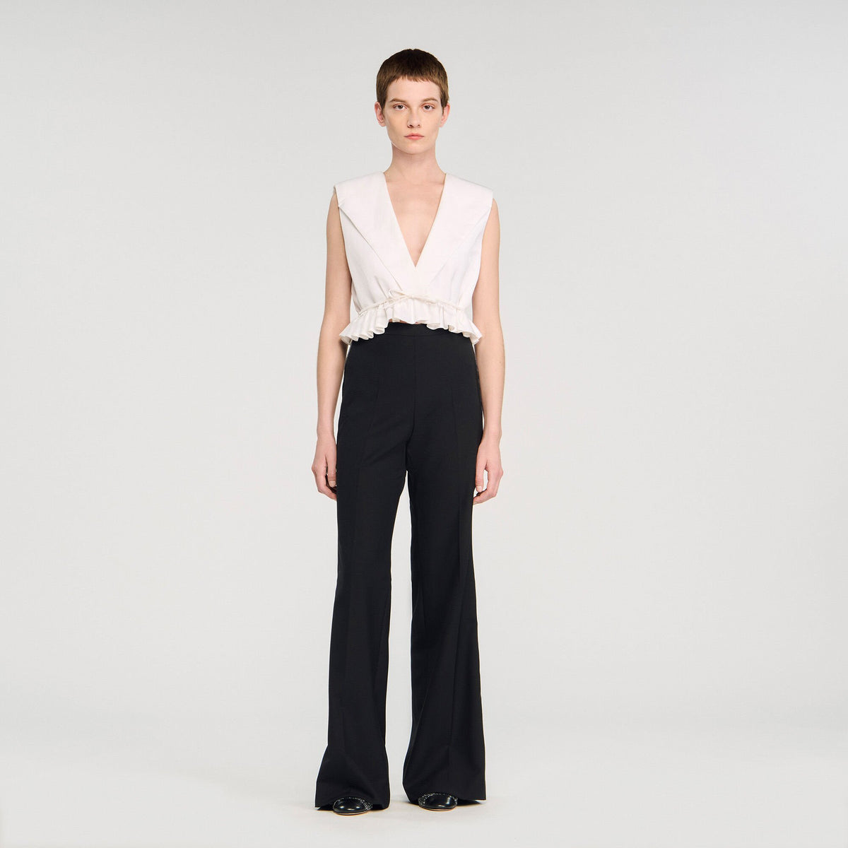 Sandro Satin stripe suit trousers Black
