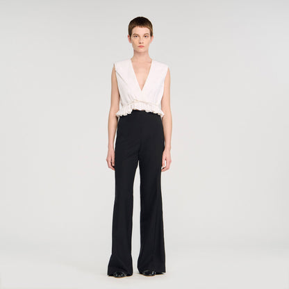 Sandro Satin stripe suit trousers Black