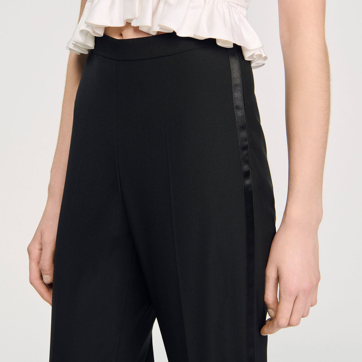 Sandro Satin stripe suit trousers Black