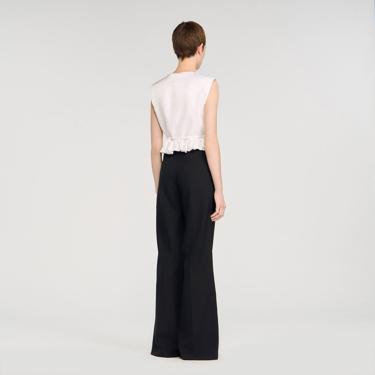 Sandro Satin stripe suit trousers Black