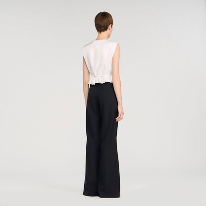 Sandro Satin stripe suit trousers Black