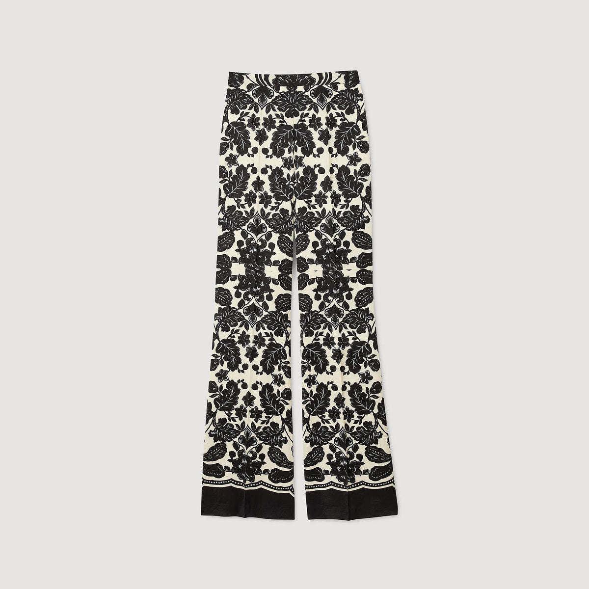 Sandro Floral pants Ecru / Black