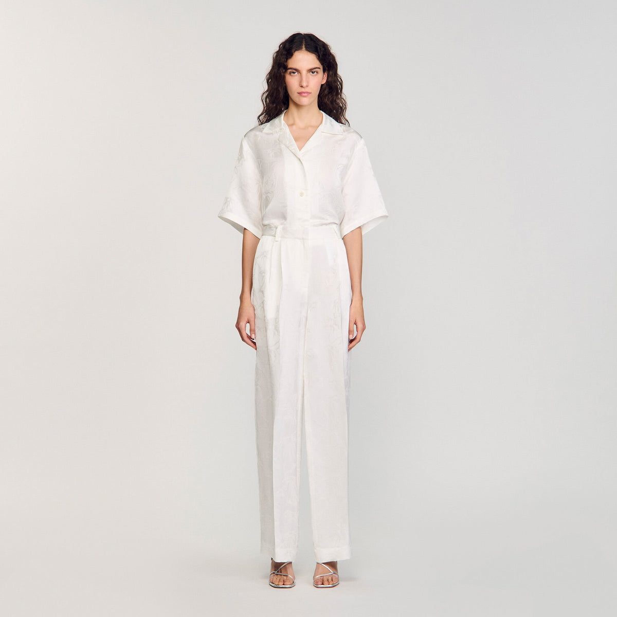 Sandro Jacquard flowers trousers White