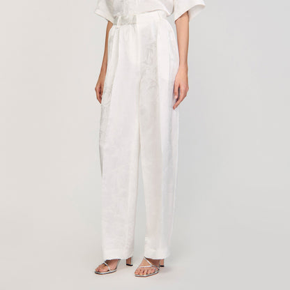 Sandro Jacquard flowers trousers White
