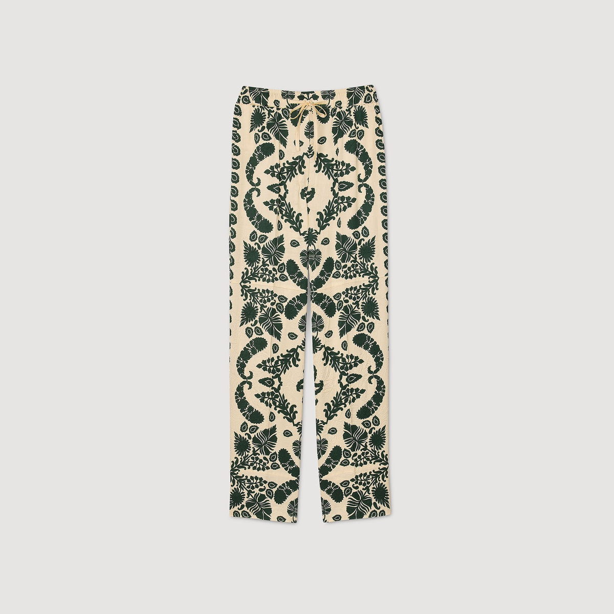 Sandro Floral pants Ecru / Green