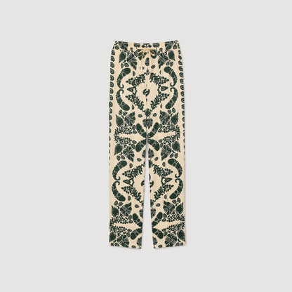 Sandro Floral pants Ecru / Green