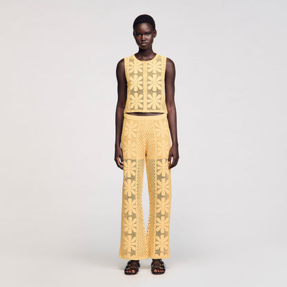 Sandro Crochet straight-leg trousers Yellow