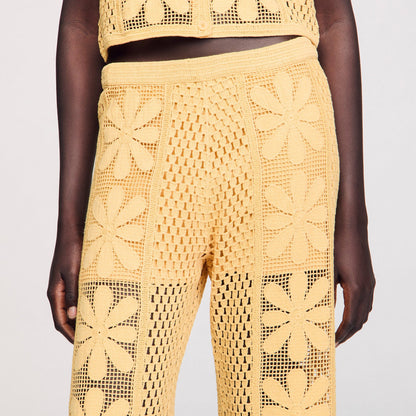 Sandro Crochet straight-leg trousers Yellow