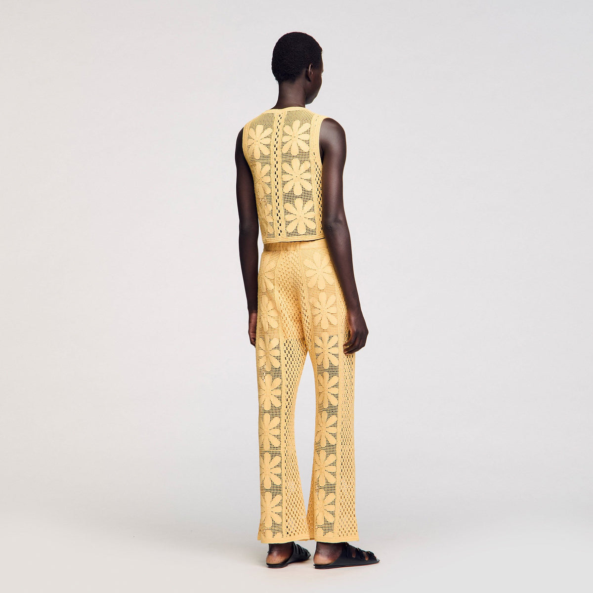 Sandro Crochet straight-leg trousers Yellow