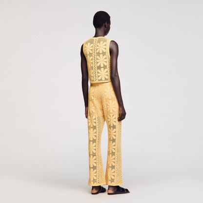 Sandro Crochet straight-leg trousers Yellow